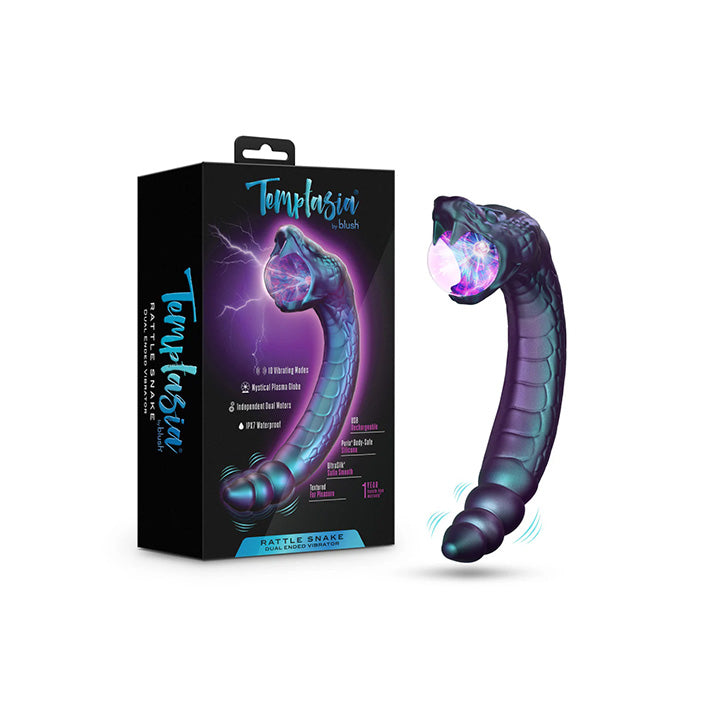 Rattle Snake Dual-Ended Fantasy Vibrator With Mystical Plasma Globe Lovers Rattle Snake Dual-Ended Fantasy Vibrator With Mystical Plasma Globe Lovers