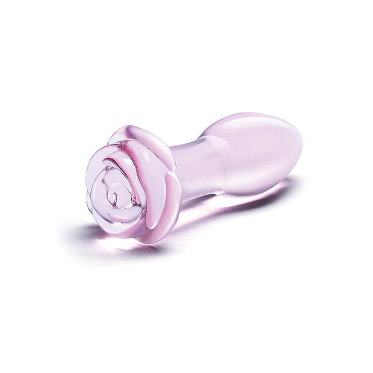Pink Glass Rose Bud Anal Plug Lovers Pink Glass Rose Bud Anal Plug Lovers