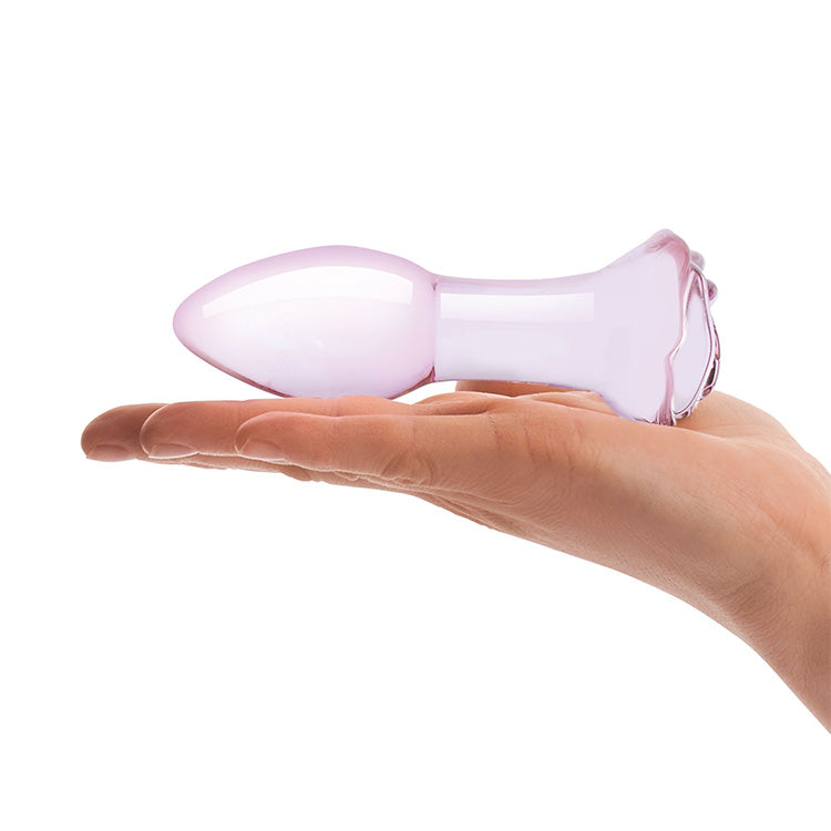 Pink Glass Rose Bud Anal Plug Lovers Pink Glass Rose Bud Anal Plug Lovers