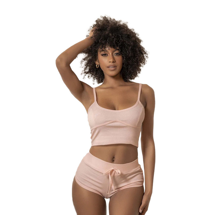 Mapale_Lounge_Two_Piece_Pajama_Top_Shorts_Set_Rose_Front