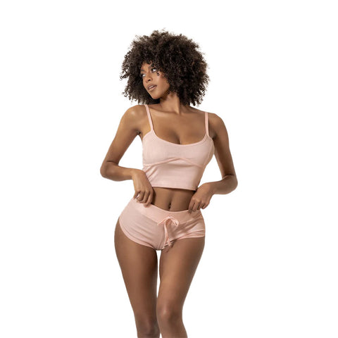 Mapale_Lounge_Two_Piece_Pajama_Top_Shorts_Set_Rose_Front