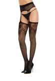 Fishnet and Lace Suspender Pantyhose