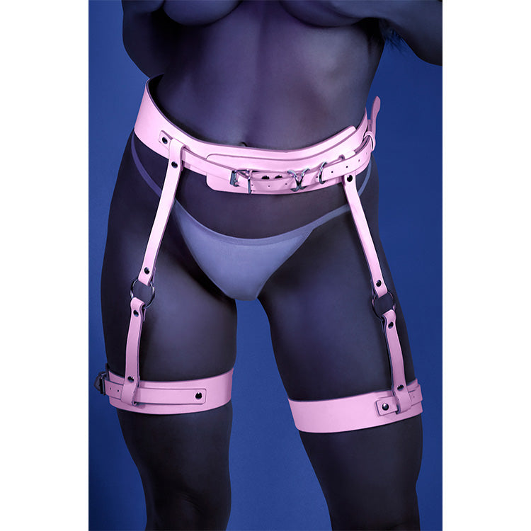Fantasy_Glow_Strapped_In_Leg_Harness_Front