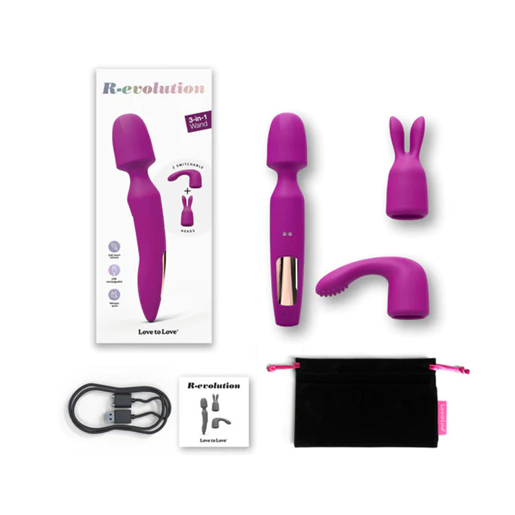 R-Evolution Vibrating Wand & Attachments Lovers R-Evolution Vibrating Wand & Attachments Lovers
